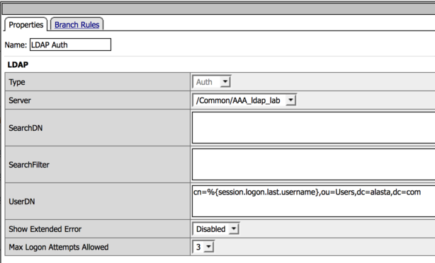 F5 APM Access VPE ldap auth